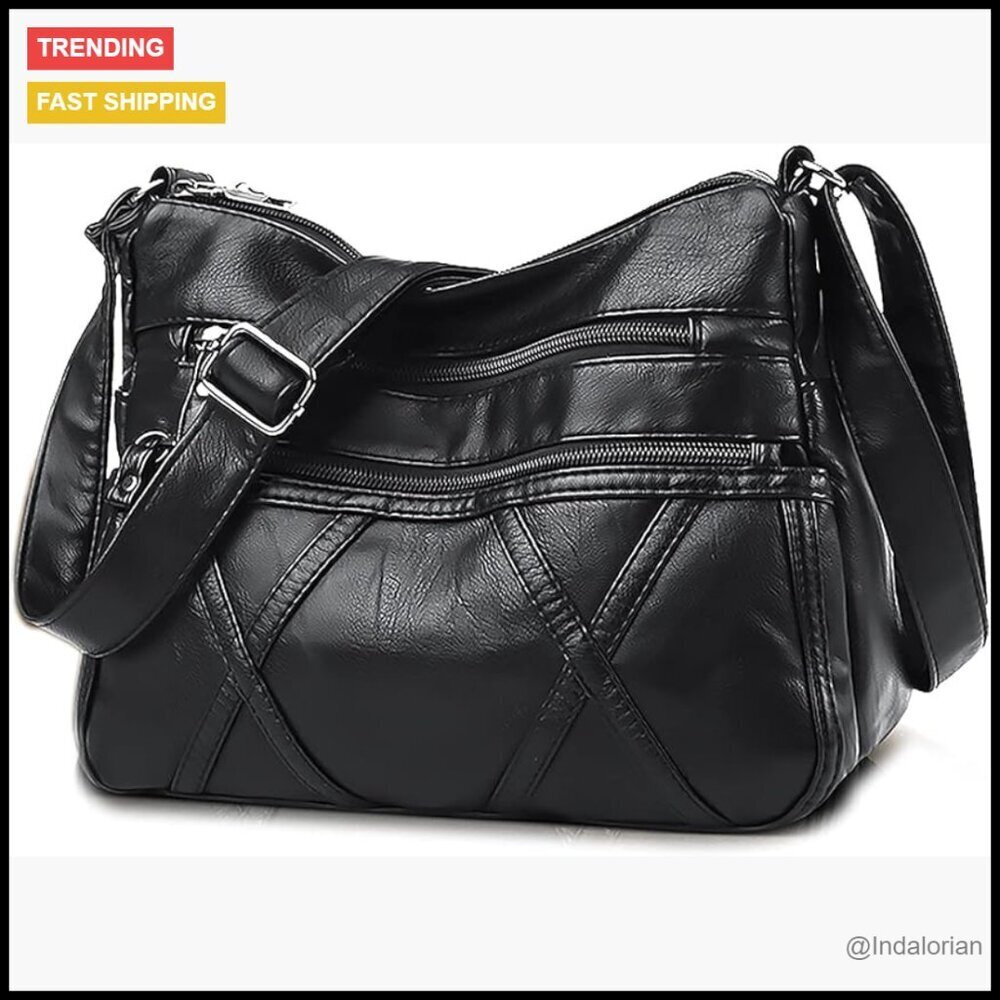 Vegan Leather Crossbody Bag Lightweight Small Shoulder Purse Chic Minimal